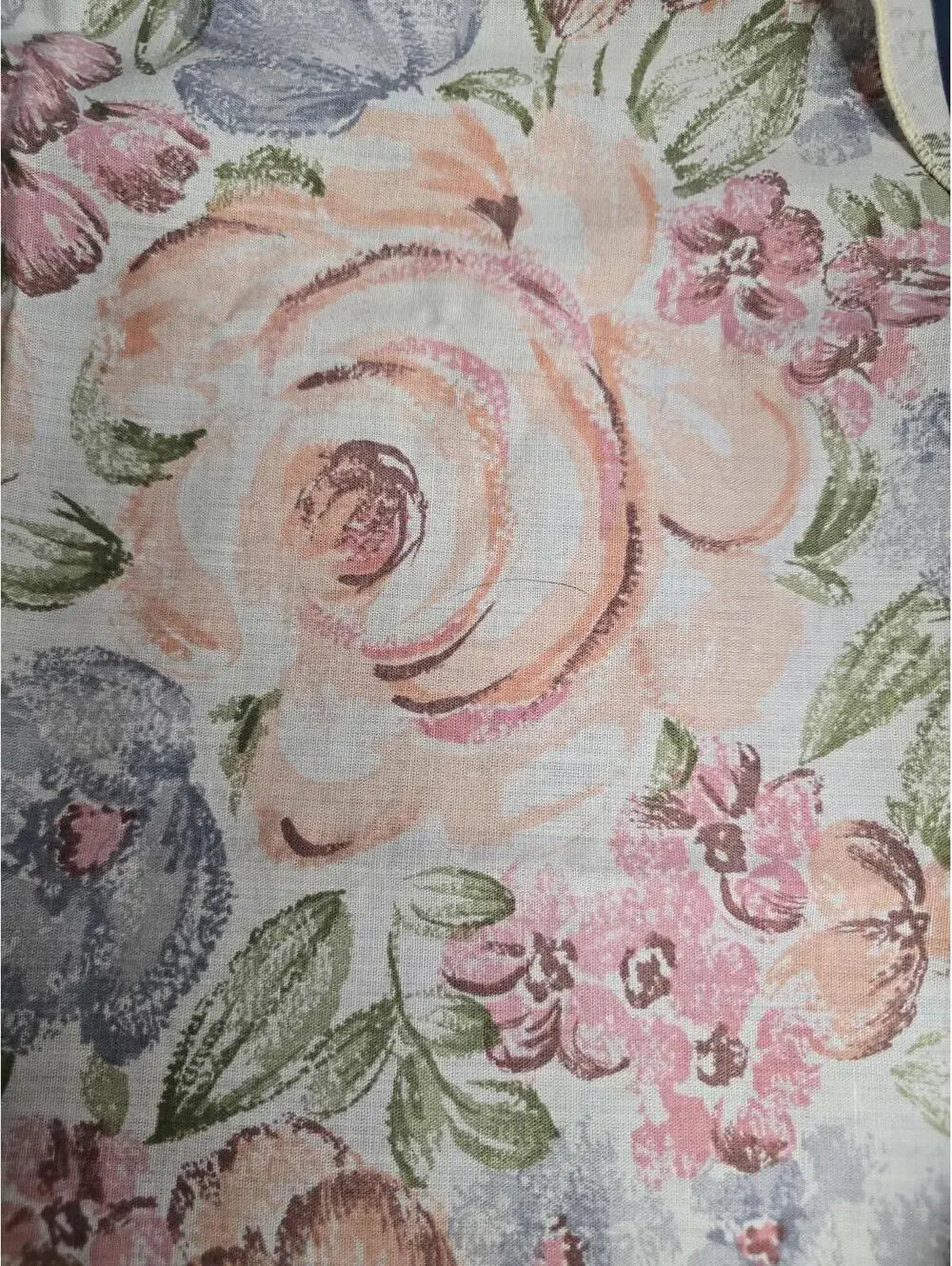 Vintage Set of 6 Floral Print Pink Blue Cotton Napkins